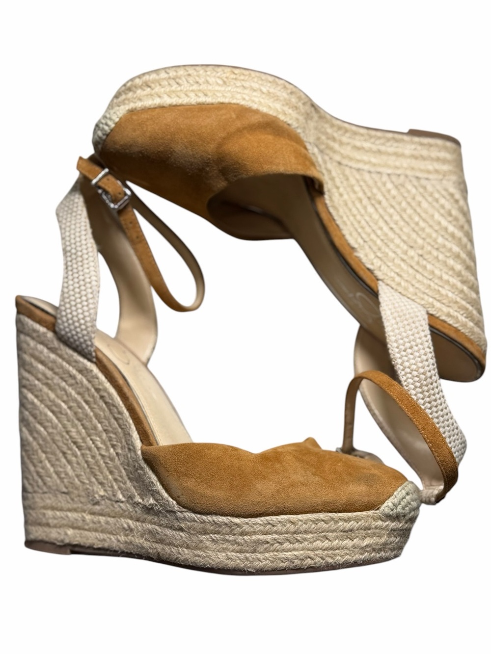 Jessica Simpson Espadrilles Caramel Suede Zestah wedges size 9 M - Picture 2 of 12